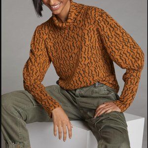 Anthropologie Puff-Sleeved Turtleneck Top